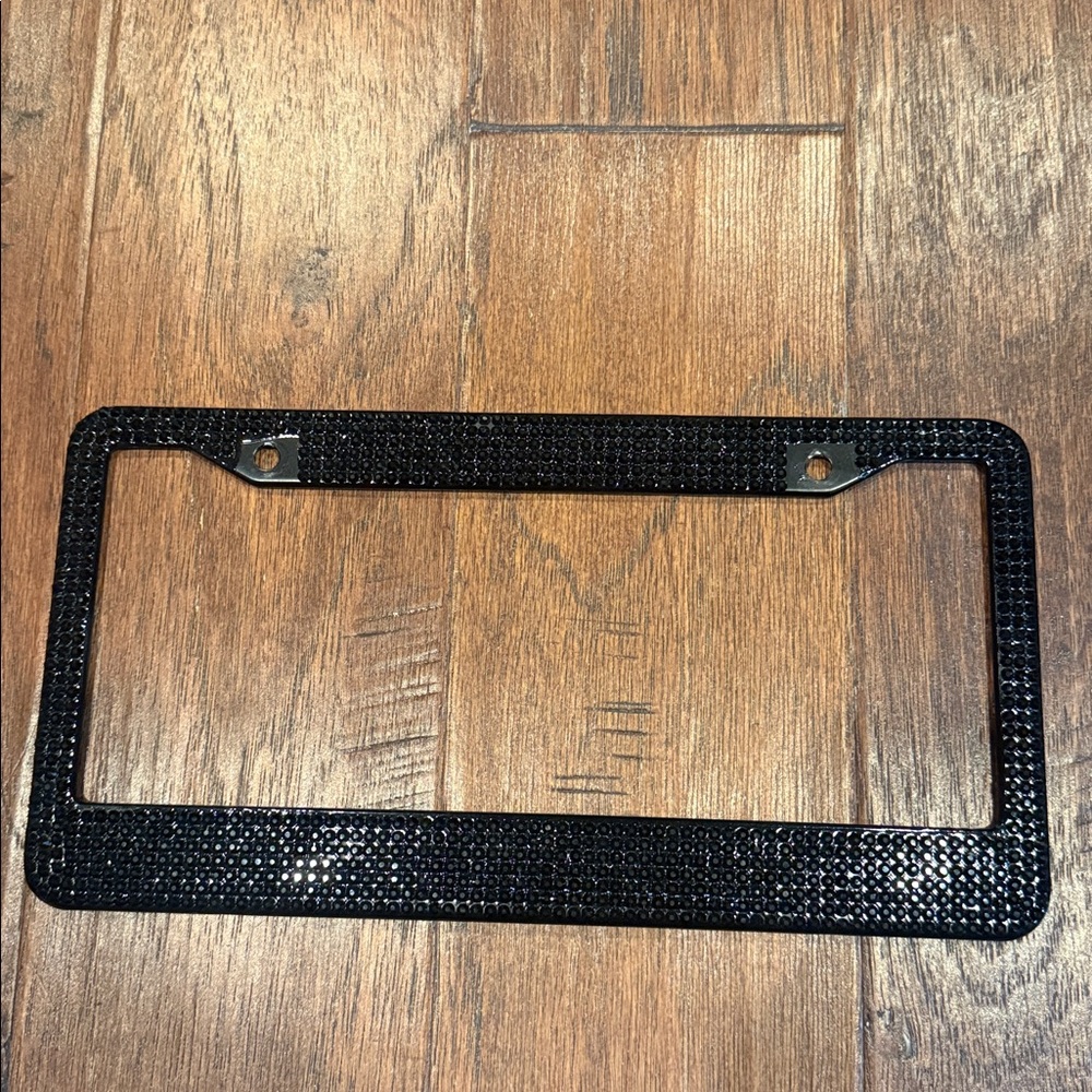 Black Rhinestone License Plate Frame - Picture 4 of 6